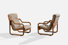 Argentine Designer Lounge Chairs with Oak and Fabric Argentina 1970s - 4785266
