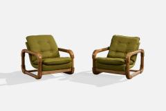 Argentine Designer Lounge Chairs with Oak and Fabric Argentina 1970s - 4785375