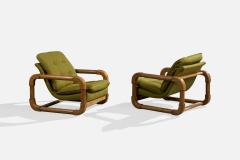 Argentine Designer Lounge Chairs with Oak and Fabric Argentina 1970s - 4785376