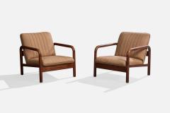 Argentine Designer Lounge Chairs with Oak and Fabric Argentina 1970s - 4785459