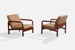 Argentine Designer Lounge Chairs with Oak and Fabric Argentina 1970s - 4785460