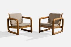 Argentine Designer Lounge Chairs with Pine and Fabric Argentina 1970s - 4785411