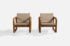 Argentine Designer Lounge Chairs with Pine and Fabric Argentina 1970s - 4785413