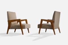 Argentine Designer Lounge Chairs with Wood and Fabric Argentina 1960s - 4785436