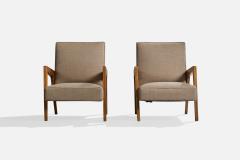 Argentine Designer Lounge Chairs with Wood and Fabric Argentina 1960s - 4785437