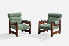 Argentine Designer Lounge Chairs with Wood and Fabric Argentina 1960s - 4785465
