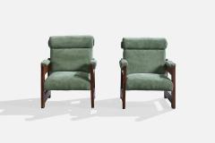 Argentine Designer Lounge Chairs with Wood and Fabric Argentina 1960s - 4785467