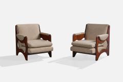 Argentine Designer Lounge Chairs with Wood and Fabric Argentina 1970s - 4785471