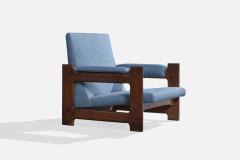 Argentine Designer Lounge Chairs with Wood and Fabric Argentina 1970s - 4785480