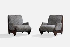 Argentine Designer Lounge Chairs with Wood and Fabric Argentina 1970s - 4785596