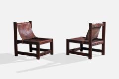 Argentine Designer Lounge Chairs with Wood and Leather Argentina 1970s - 4785362