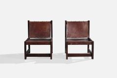 Argentine Designer Lounge Chairs with Wood and Leather Argentina 1970s - 4785363