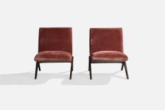 Argentine Designer Lounge Chairs with Wood and Velvet Argentina 1960s - 4785370