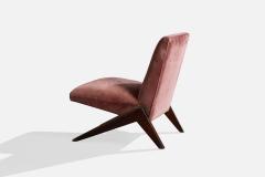 Argentine Designer Lounge Chairs with Wood and Velvet Argentina 1960s - 4785373