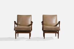 Argentine Designer Lounge Chairs with Wood and Vinyl Argentina 1950s - 4785255