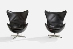 Arne Jacobsen Egg Lounge Chairs with Leather and Steel Denmark 1958 - 4764338
