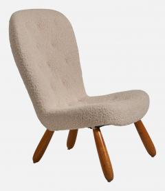 Arnold Madsen Attribution Lounge Chair with Sheepskin and Beech Denmark 1950s - 4764383