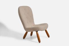 Arnold Madsen Attribution Lounge Chair with Sheepskin and Beech Denmark 1950s - 4764384