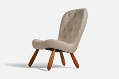 Arnold Madsen Attribution Lounge Chair with Sheepskin and Beech Denmark 1950s - 4764385