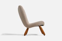 Arnold Madsen Attribution Lounge Chair with Sheepskin and Beech Denmark 1950s - 4764386