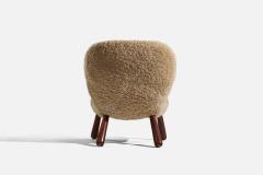 Arnold Madsen Lounge Chair with Shearling and Wood Denmark 1950s - 4764366