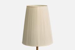 Arvid Bohlmarks Lampfabrik Floor Lamp with Brass Wood and Fabric Sweden 1940s - 4764418
