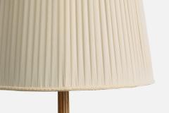 Arvid Bohlmarks Lampfabrik Floor Lamp with Brass Wood and Fabric Sweden 1940s - 4764419