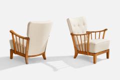 Asko Lounge Chairs with Birch and Fabric Finland 1940s - 4764457
