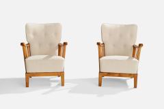 Asko Lounge Chairs with Birch and Fabric Finland 1940s - 4764460