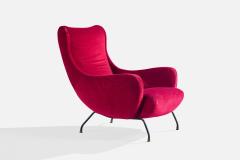 Augusto Bozzi Lounge Chairs with Velvet Iron and Brass Italy 1960s - 4764484