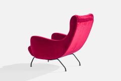 Augusto Bozzi Lounge Chairs with Velvet Iron and Brass Italy 1960s - 4764485