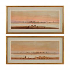 Augustus Osborne Lamplough Pair of Orientalist watercolour paintings of desert landscapes by A Lamplough - 2912264