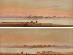 Augustus Osborne Lamplough Pair of Orientalist watercolour paintings of desert landscapes by A Lamplough - 2913025