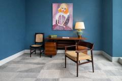 Ava Mid Century Modern Desk with Eight Drawers in Rosewood Ava 1960s Lot 698 - 4624450
