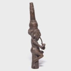 Benin Style Bronze Figural Pipe Mouthpiece - 4167256