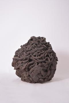 Black vermiculated vase XXth c  - 4562589