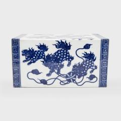 Blue and White Fu Lion Headrest - 4165723