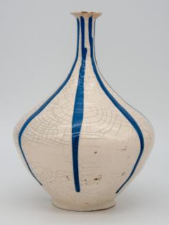 Blue and White Stripe Pottery Vase - 1864814