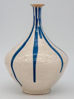 Blue and White Stripe Pottery Vase - 1864815