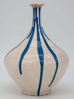 Blue and White Stripe Pottery Vase - 1864816