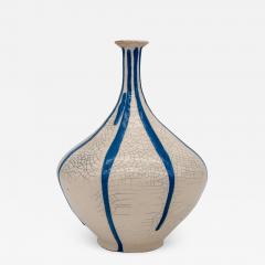 Blue and White Stripe Pottery Vase - 1865373