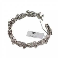 Bracelet In 18 Karat White Gold With Diamond Floral Links 21st Century - 4780077
