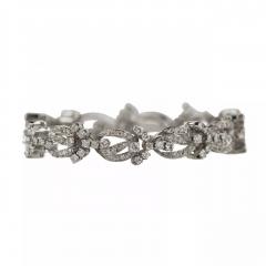 Bracelet In 18 Karat White Gold With Diamond Floral Links 21st Century - 4780078