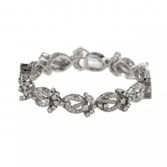 Bracelet In 18 Karat White Gold With Diamond Floral Links 21st Century - 4780079