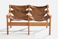 Brazilian Designer Bench with Wood and Canvas Brazil 1970s - 4775844