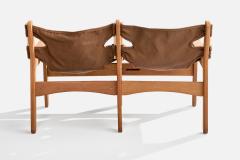 Brazilian Designer Bench with Wood and Canvas Brazil 1970s - 4775846