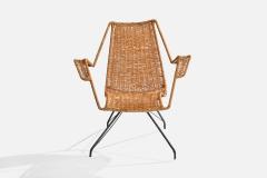 Brazilian Designer Lounge Chair with Iron and Rattan Brazil 1950s - 4775832