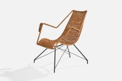 Brazilian Designer Lounge Chair with Iron and Rattan Brazil 1950s - 4775833