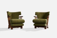 Brazilian Designer Lounge Chairs with Rattan and Fabric Brazil 1960s - 4784771