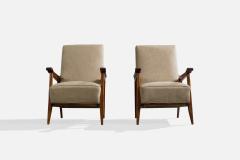 Brazilian Designer Lounge Chairs with Wood and Fabric Brazil 1950s - 4785237